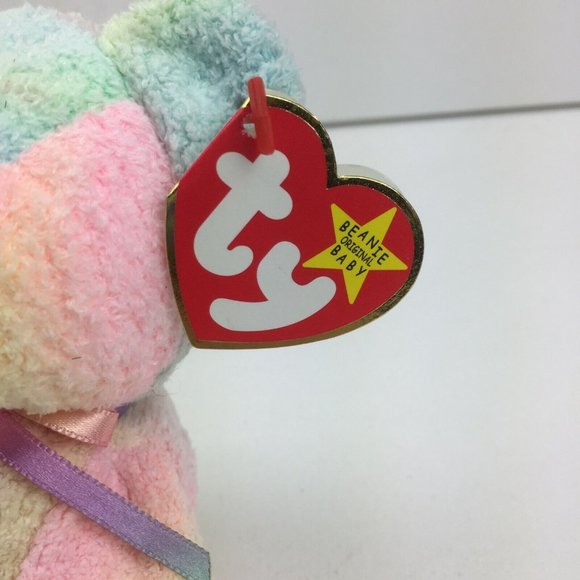 TY Groovy Beanie Baby Rainbow Tie Dye Bear Soft Bean Bag Toy Collectible Retired - Picture 5 of 8